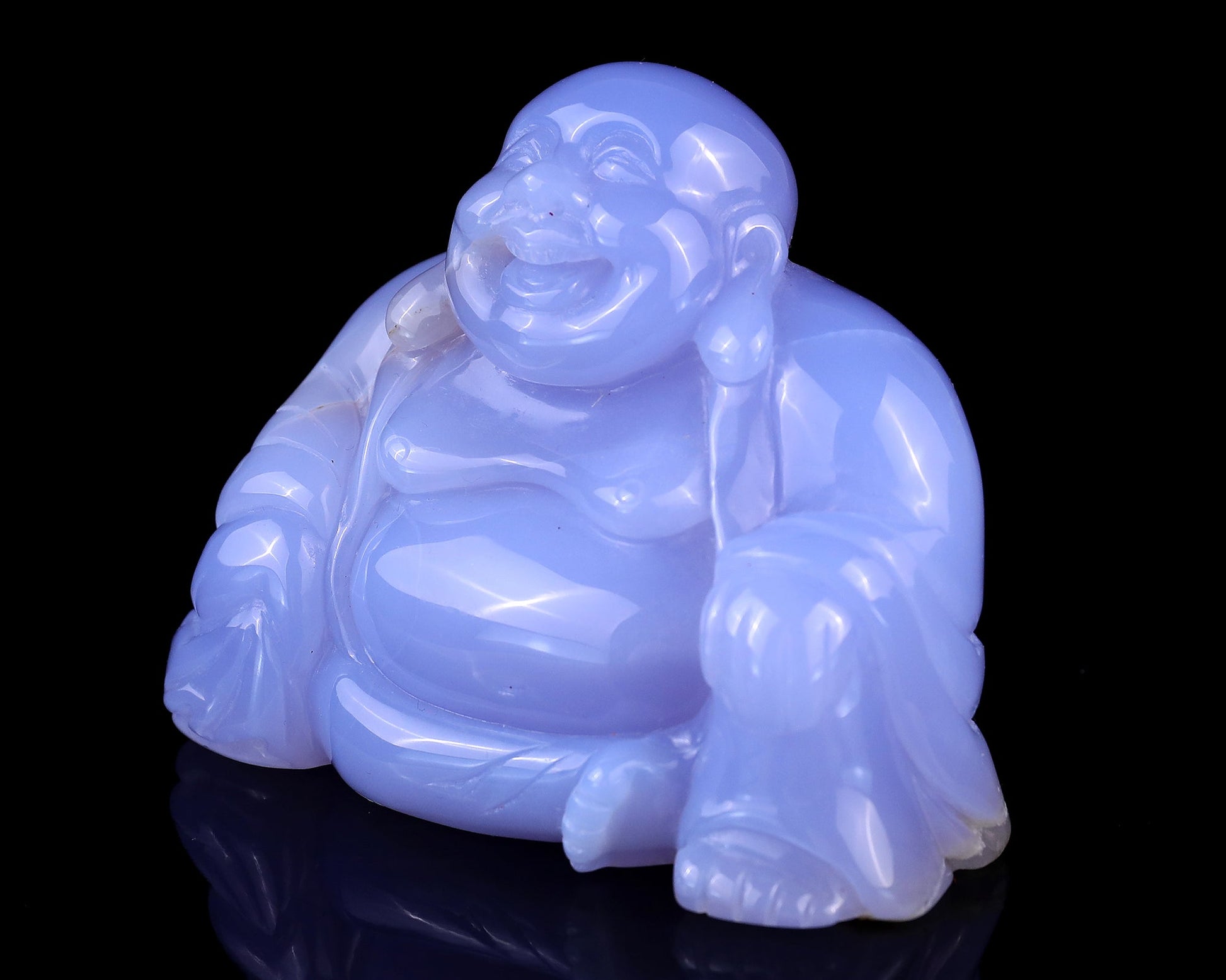 Nicedony Gemstone 3.9" Blue Chalcedony Hand Carved Buddha Sculpture - View 7