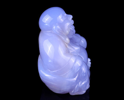 Nicedony Gemstone 3.9" Blue Chalcedony Hand Carved Buddha Sculpture - View 3