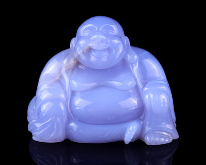 Nicedony Gemstone 3.9" Blue Chalcedony Hand Carved Buddha Sculpture - View 2