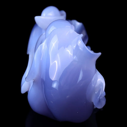 Nicedony Gemstone 8.7" Blue Chalcedony Hand Carved Crystal Buddha Sculpture - View 3