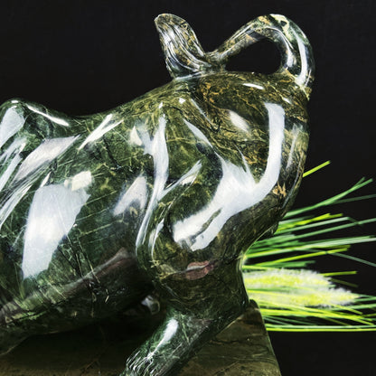 Nicedony 11.2kg  Nice Jiulong Jade Hand Carved Crystal Cattle - View 6