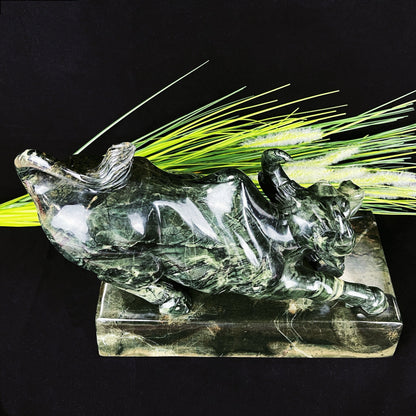 Nicedony 11.2kg  Nice Jiulong Jade Hand Carved Crystal Cattle - View 9