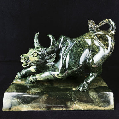 Nicedony 11.2kg  Nice Jiulong Jade Hand Carved Crystal Cattle