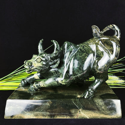 Nicedony 11.2kg  Nice Jiulong Jade Hand Carved Crystal Cattle - View 2