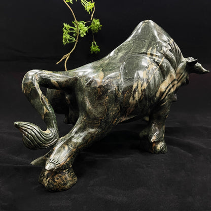 Nicedony Amazing 21.7kg Jiulong Jade Hand Carved Crystal Cattle Statue Home & Office Decor - View 2