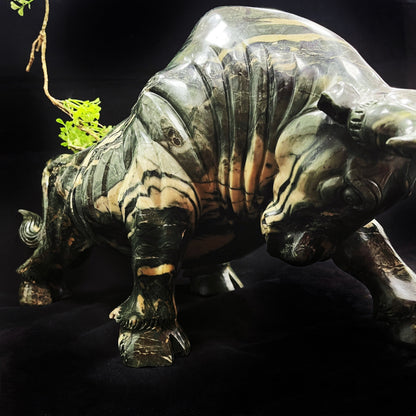 Nicedony Amazing 21.7kg Jiulong Jade Hand Carved Crystal Cattle Statue Home & Office Decor - View 10