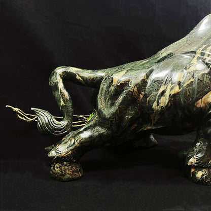 Nicedony Amazing 21.7kg Jiulong Jade Hand Carved Crystal Cattle Statue Home & Office Decor - View 7