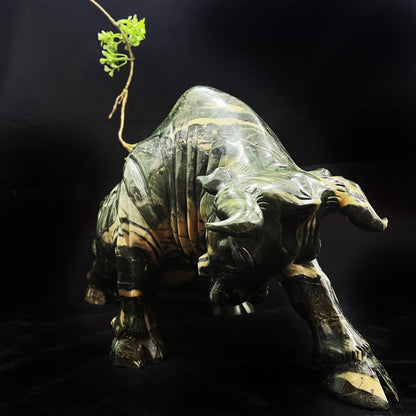 Nicedony Amazing 21.7kg Jiulong Jade Hand Carved Crystal Cattle Statue Home & Office Decor - View 9