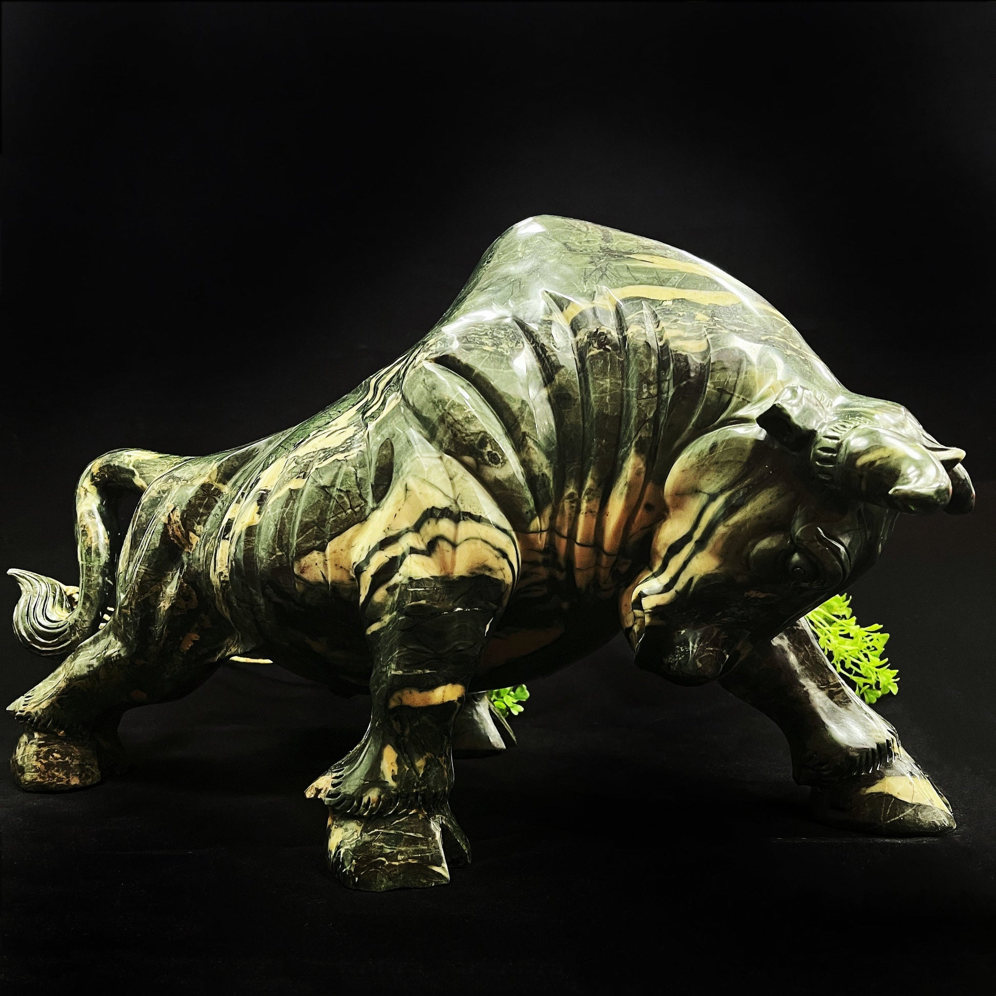 Nicedony Amazing 21.7kg Jiulong Jade Hand Carved Crystal Cattle Statue Home & Office Decor - View 8
