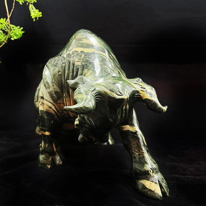Nicedony Amazing 21.7kg Jiulong Jade Hand Carved Crystal Cattle Statue Home & Office Decor - View 11