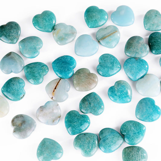 Nicedony Natural Amazonite Hand Carved Crystal Heart - 15mm(1kg)