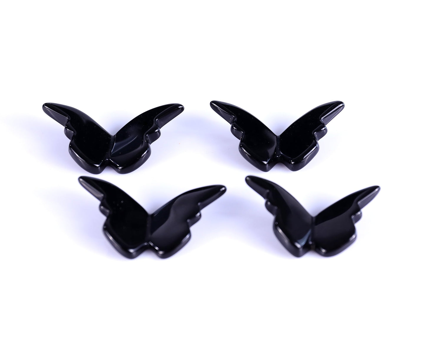 Nicedony Black Obsidian Hand Carved Crystal Butterfly Set (4pcs) - 58*30*5mm