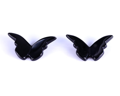 Nicedony Black Obsidian Hand Carved Crystal Butterfly Set (4pcs) - 78*40*7mm