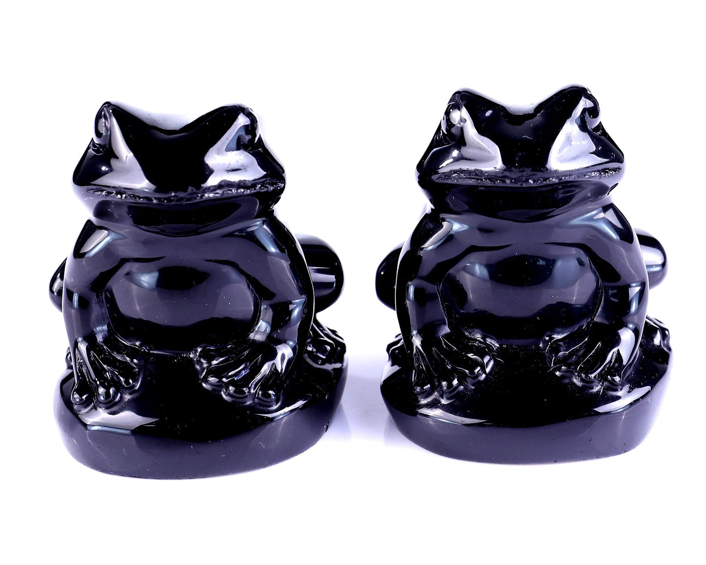 Nicedony Natural Black Obsidian Hand Carved Crystal Frog Sculpture - View 3