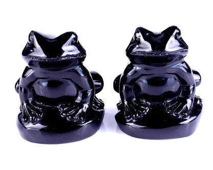 Nicedony Natural Black Obsidian Hand Carved Crystal Frog Sculpture - View 3