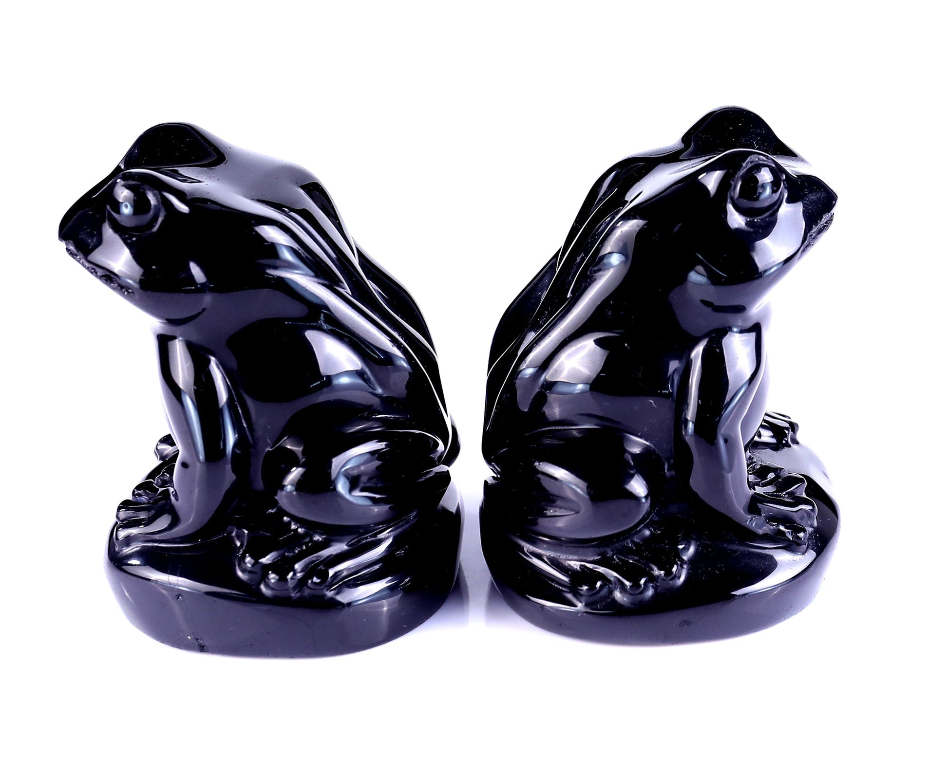 Nicedony Natural Black Obsidian Hand Carved Crystal Frog Sculpture - View 6