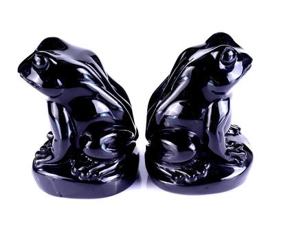 Nicedony Natural Black Obsidian Hand Carved Crystal Frog Sculpture - View 6