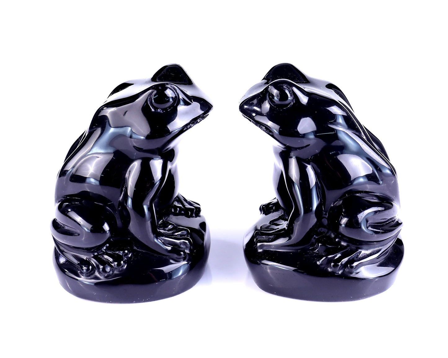 Nicedony Natural Black Obsidian Hand Carved Crystal Frog Sculpture - View 5