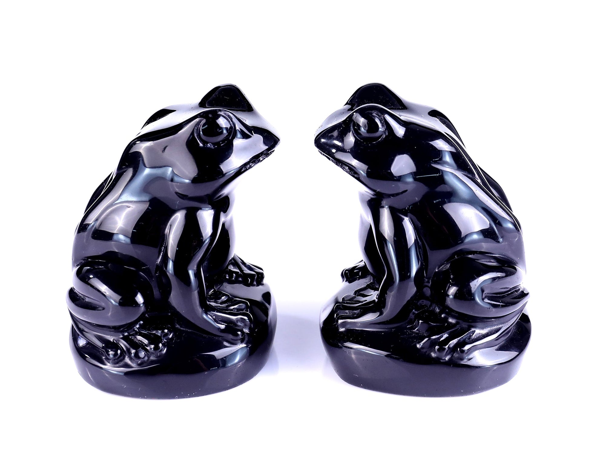 Nicedony Natural Black Obsidian Hand Carved Crystal Frog Sculpture - View 5