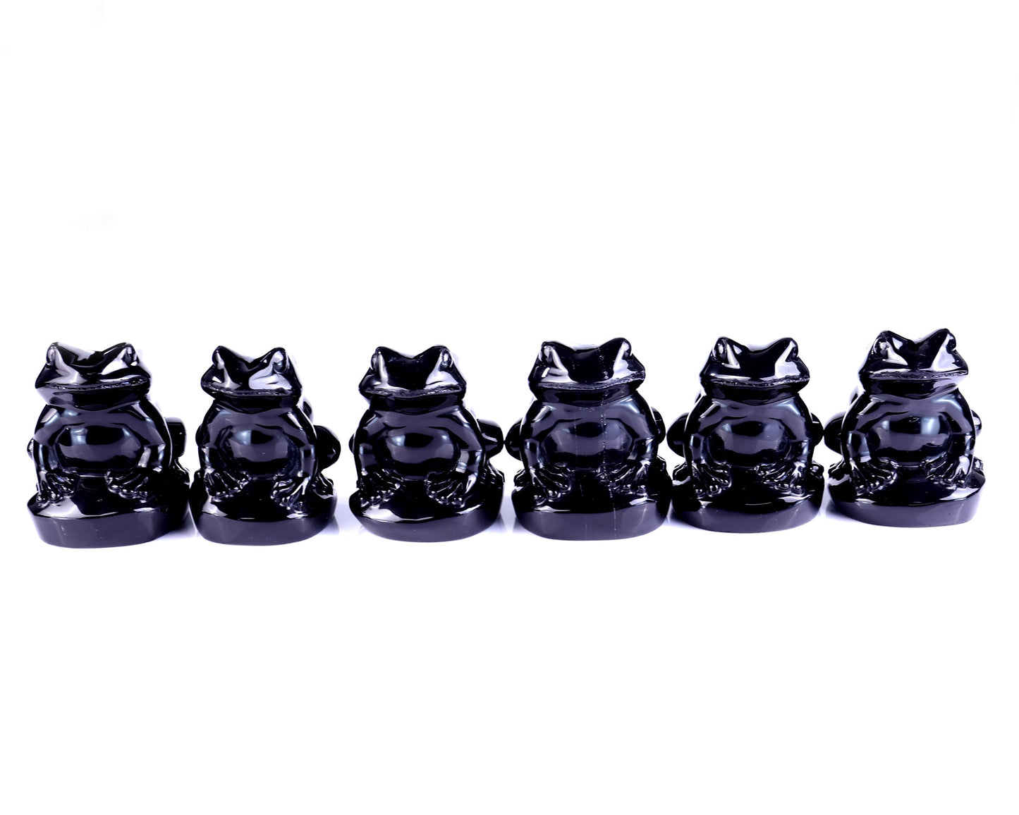 Nicedony Natural Black Obsidian Hand Carved Crystal Frog Sculpture - 3.3"