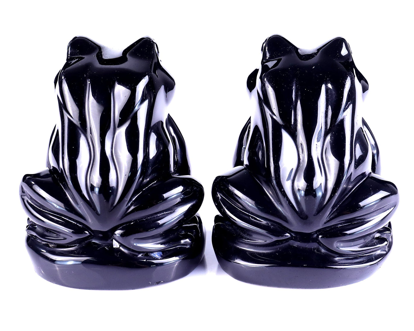 Nicedony Natural Black Obsidian Hand Carved Crystal Frog Sculpture - View 4