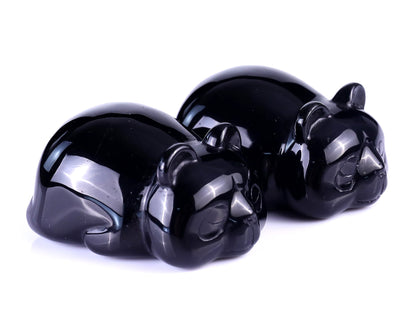 Nicedony Natural Black Obsidian Hand Carved Crystal Panda Sculpture - View 8