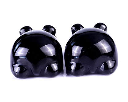Nicedony Natural Black Obsidian Hand Carved Crystal Panda Sculpture - View 5