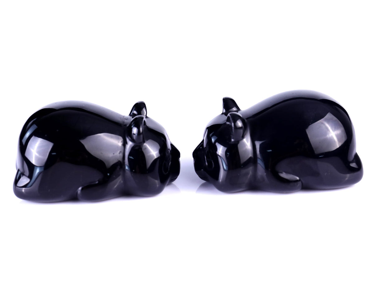 Nicedony Natural Black Obsidian Hand Carved Crystal Panda Sculpture (SKU: S100072) - Photo 3