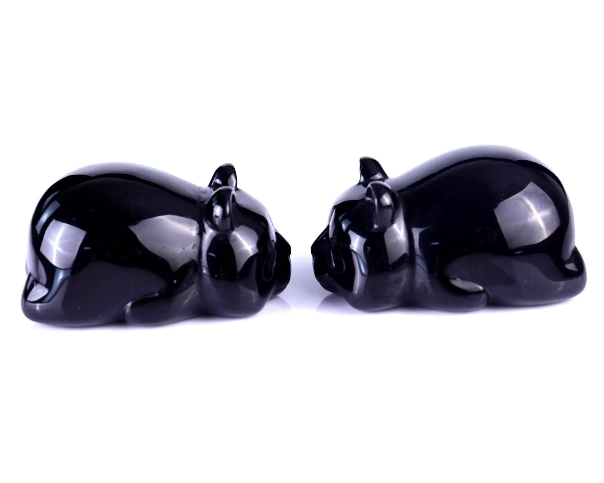 Nicedony Natural Black Obsidian Hand Carved Crystal Panda Sculpture - View 3