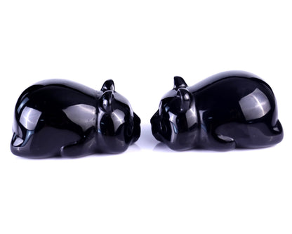 Nicedony Natural Black Obsidian Hand Carved Crystal Panda Sculpture - View 3