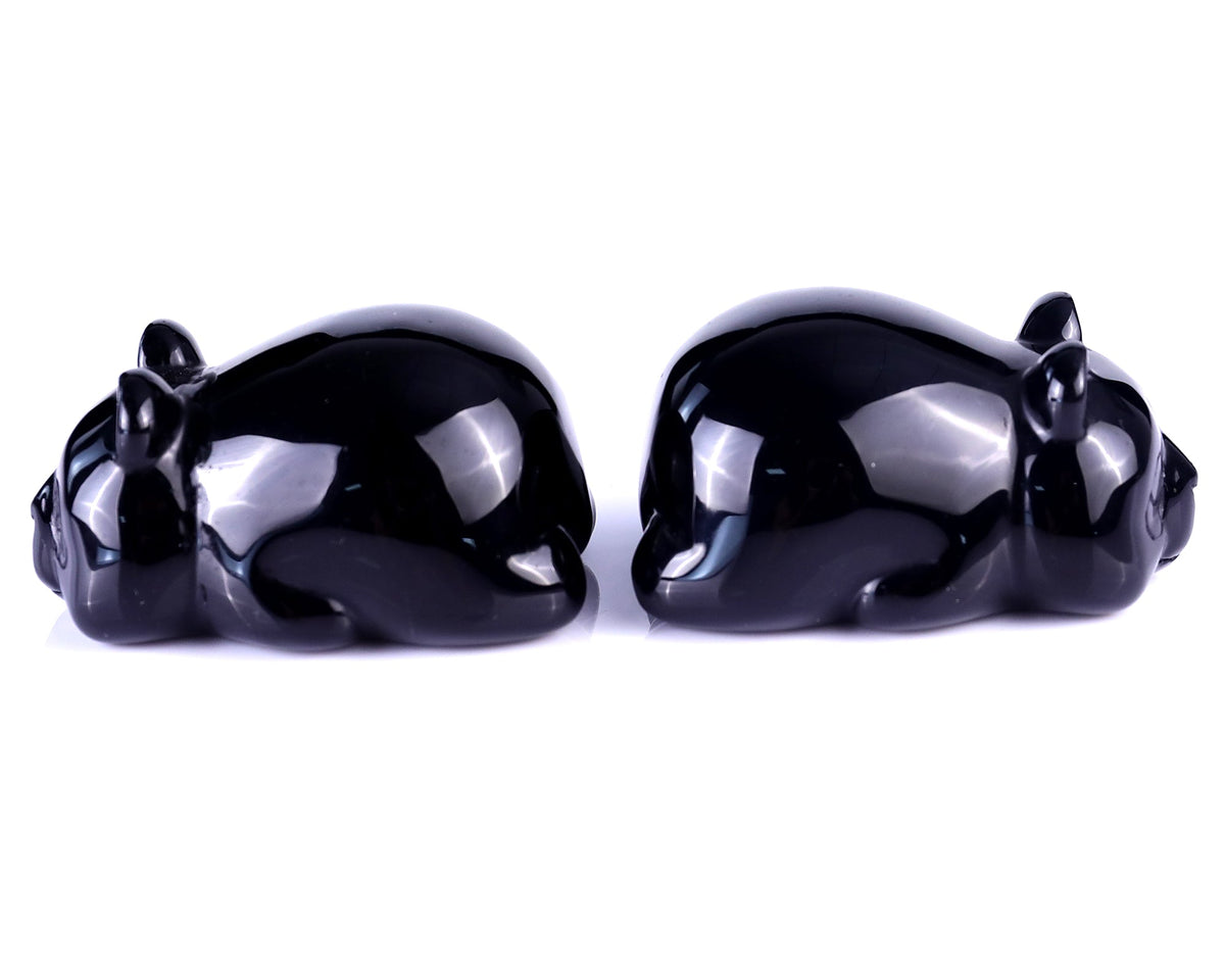 Nicedony Natural Black Obsidian Hand Carved Crystal Panda Sculpture (SKU: S100072) - Photo 4
