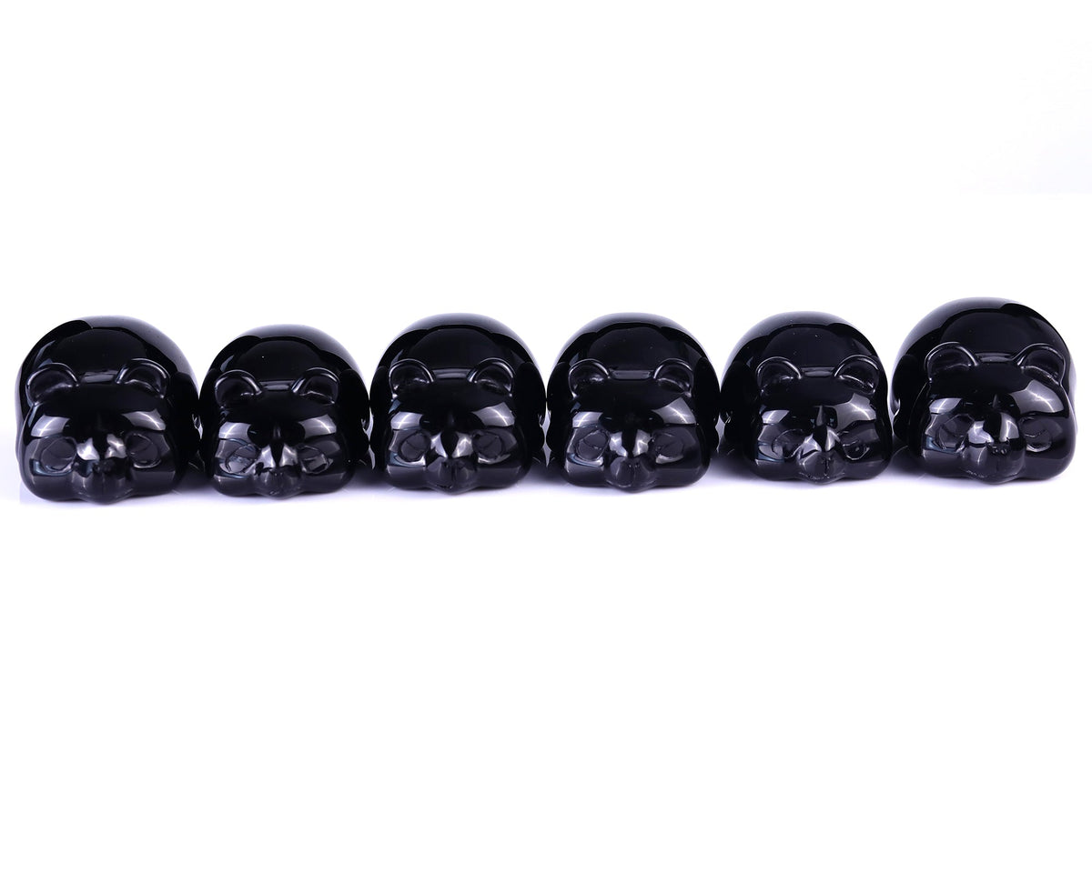 Nicedony Natural Black Obsidian Hand Carved Crystal Panda Sculpture (SKU: S100072) - Photo 7