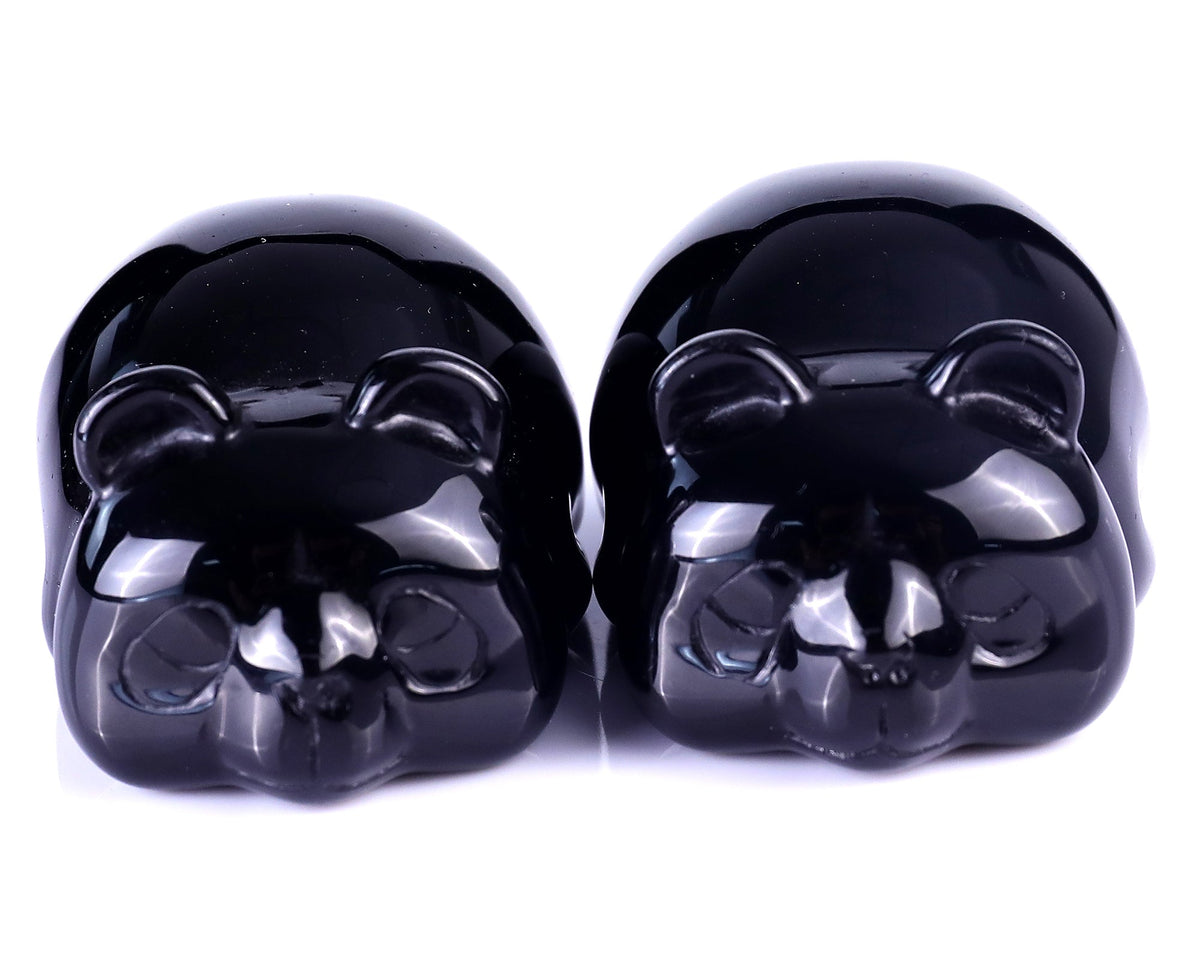 Nicedony Natural Black Obsidian Hand Carved Crystal Panda Sculpture (SKU: S100072) - Photo 2