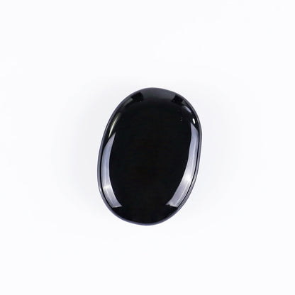 Nicedony Natural Black Obsidian Hand Carved Crystal Polished Palm Stone - View 5