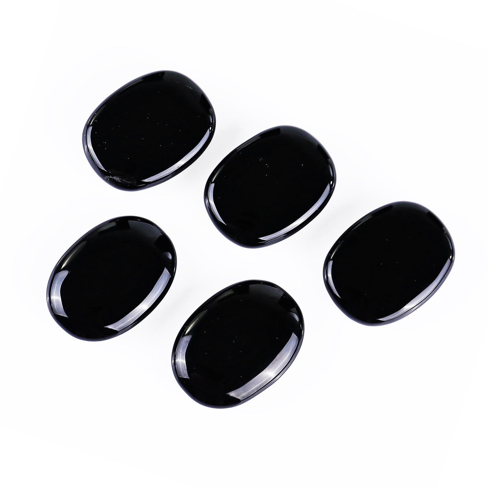 Nicedony Natural Black Obsidian Hand Carved Crystal Polished Palm Stone