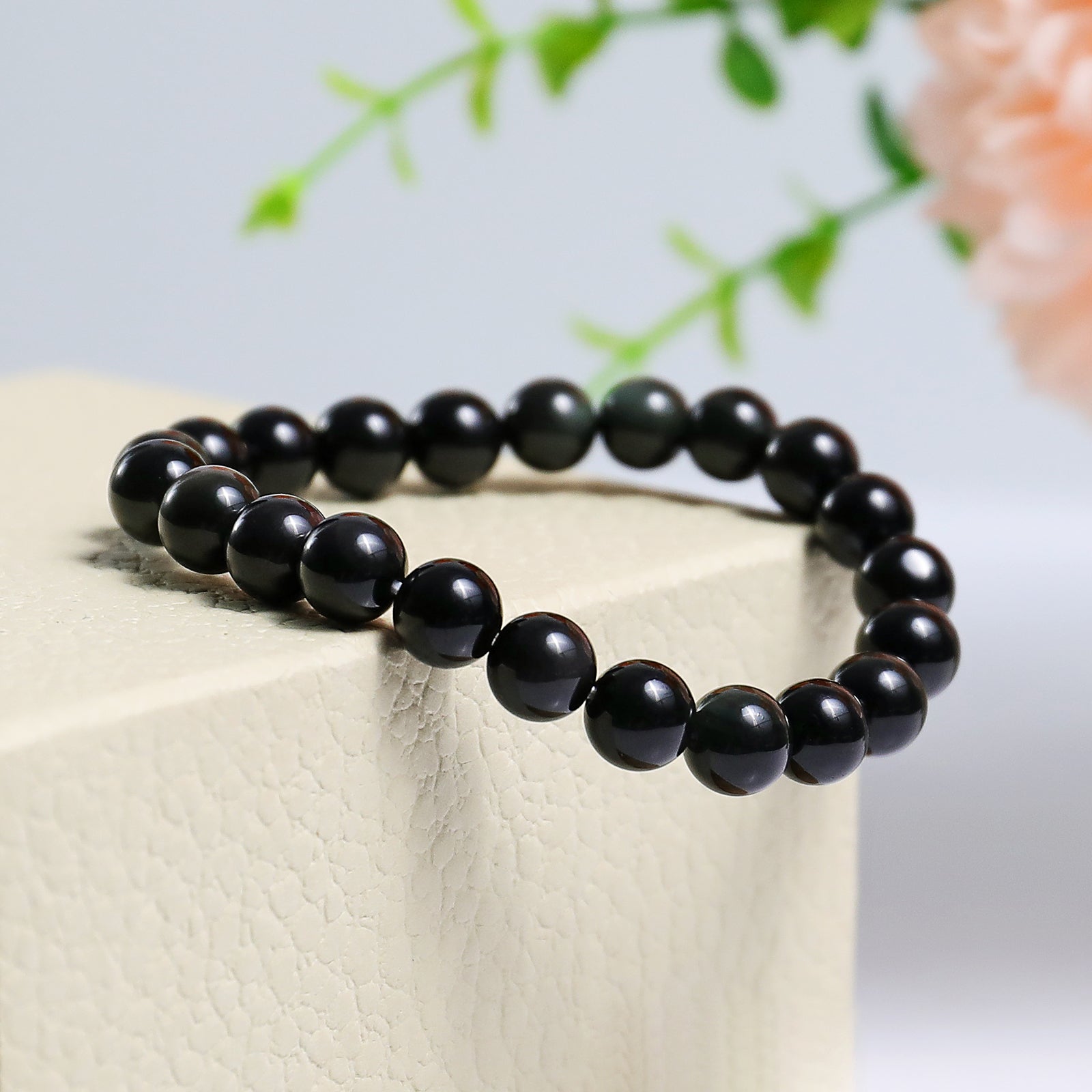 Nicedony Natural Black Onyx Healing Energy Bracelet - 4mm