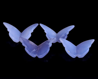 Nicedony Blue Chalcedony Hand Carved Crystal Butterfly Set (4pcs) - 58*30*5mm