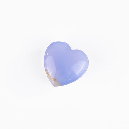 Nicedony Natural Blue Chalcedony Hand Carved Crystal Heart - 40mm(1kg)