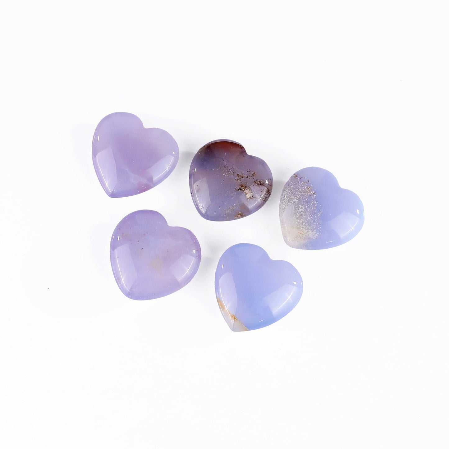 Nicedony Natural Blue Chalcedony Hand Carved Crystal Heart - 30mm(1kg)