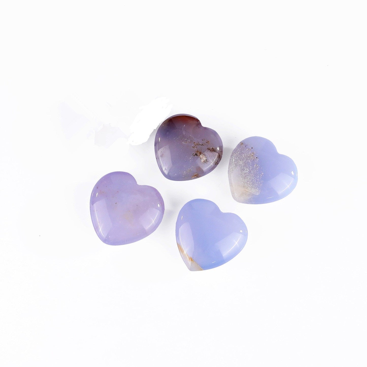 Nicedony Natural Blue Chalcedony Hand Carved Crystal Heart - 20mm(1kg)