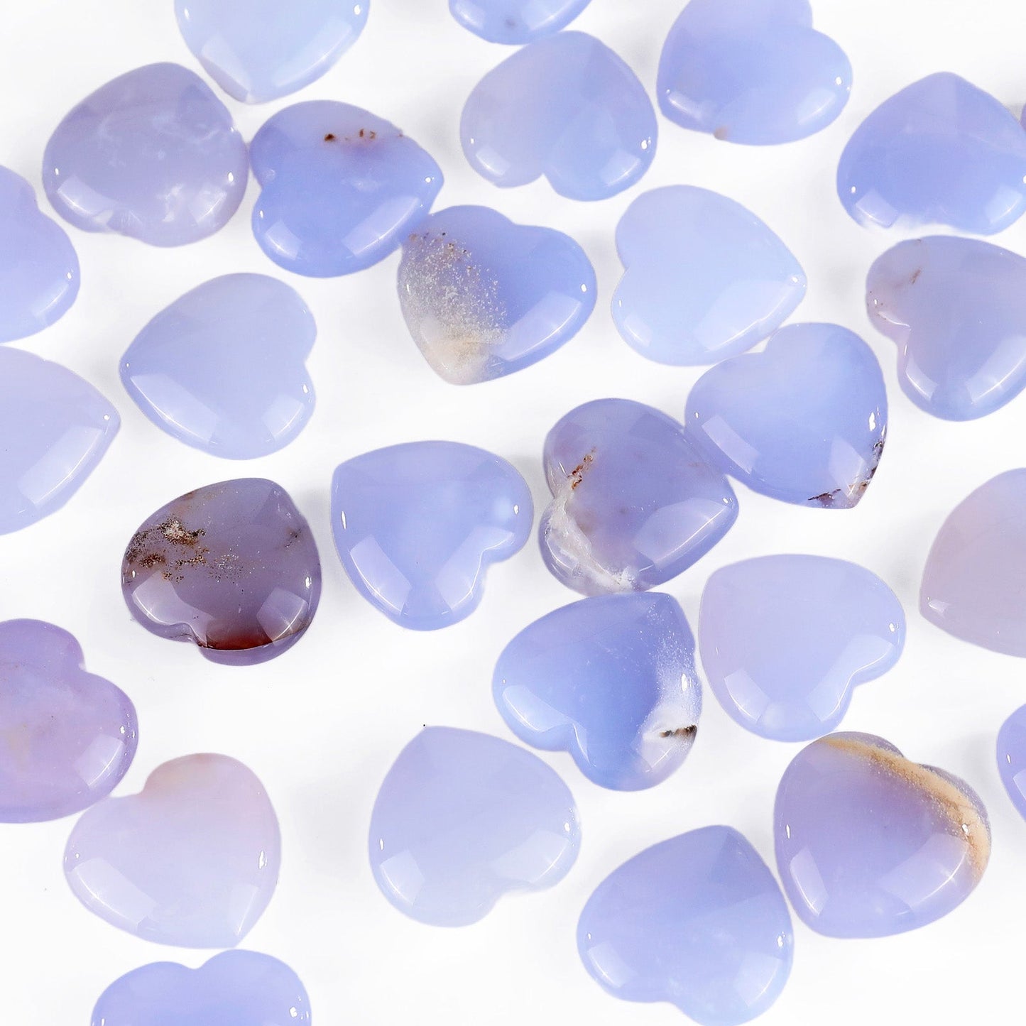 Nicedony Natural Blue Chalcedony Hand Carved Crystal Heart - 15mm(1kg)