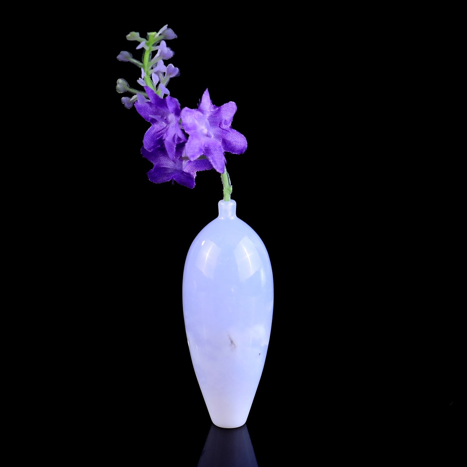 Nicedony Blue Chalcedony Hand Carved Vase, Incense Holder Sculpture - 2