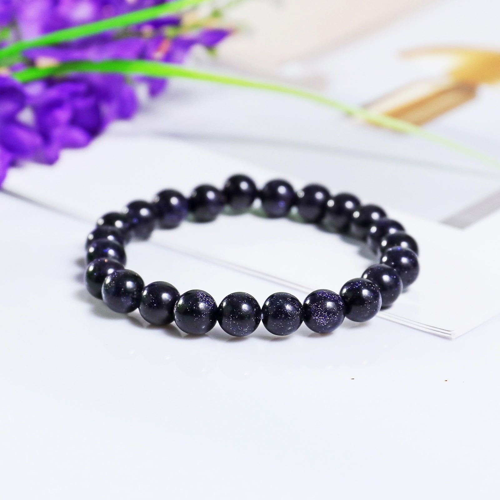 Nicedony Natural Blue Gold Stone Healing Energy Bracelet - View 4