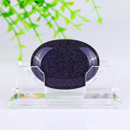 Nicedony Natural Blue Gold Stone Hand Carved Crystal Polished Palm Stone - View 2