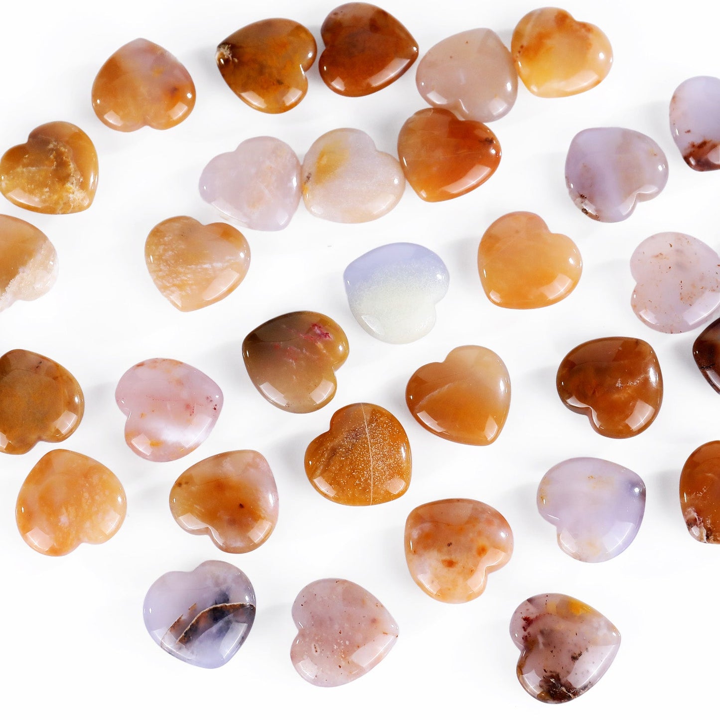 Nicedony Natural Chalcedony Hand Carved Crystal Heart - 20mm(1kg)