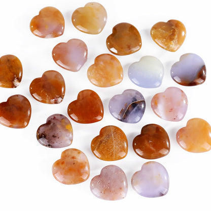 Nicedony Natural Chalcedony Hand Carved Crystal Heart - 15mm(1kg)