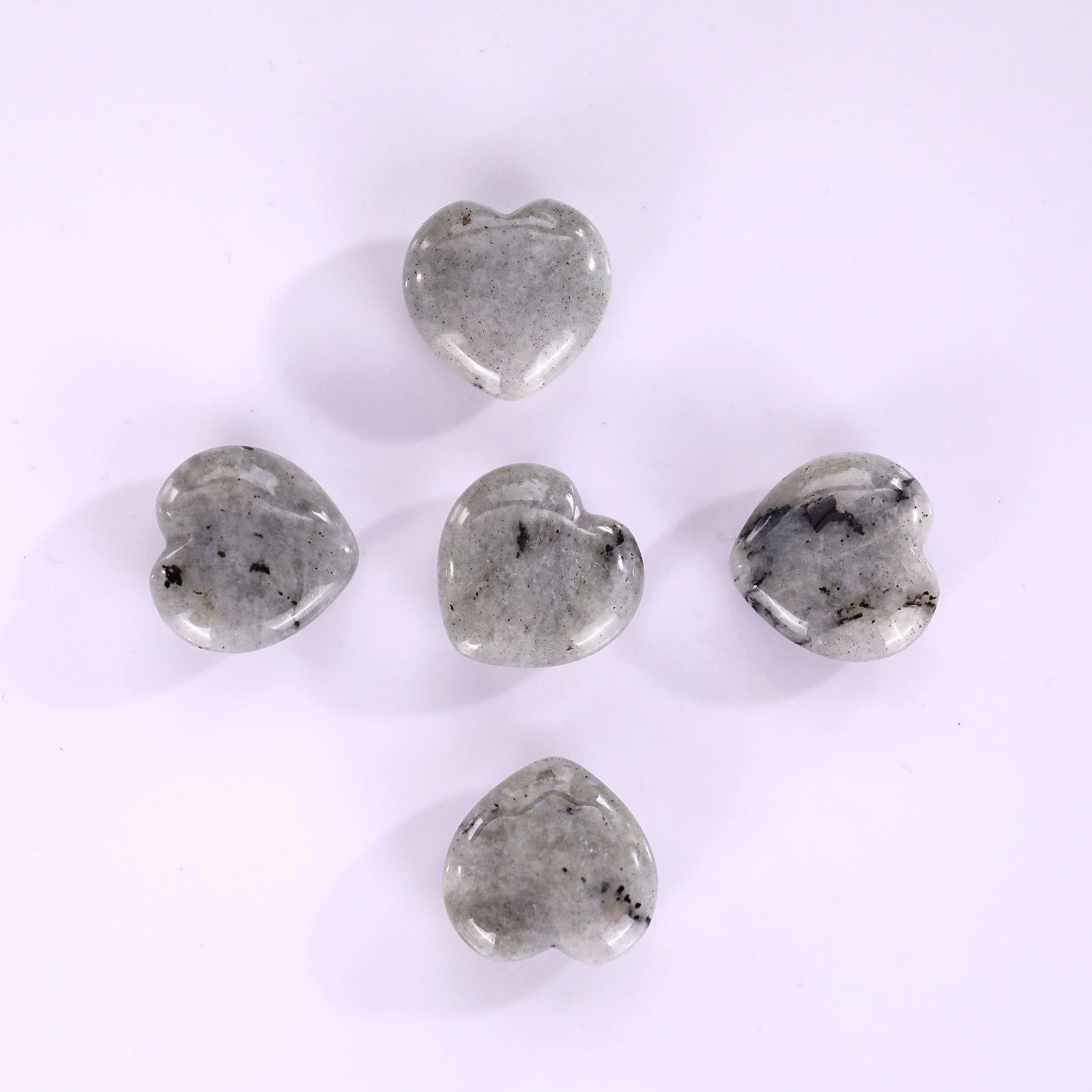 Nicedony Natural Labradorite Hand Carved Crystal Heart - 15mm(1kg)