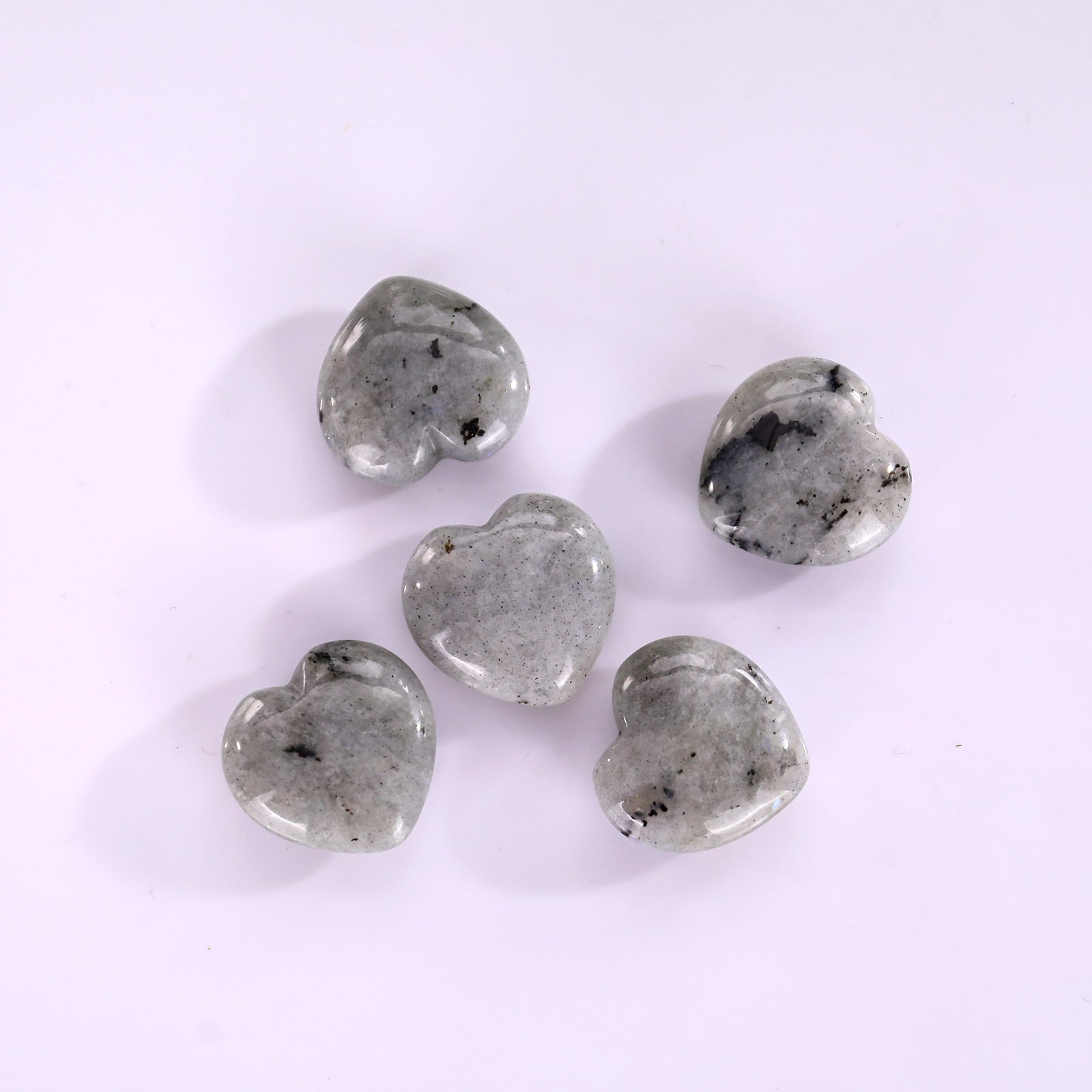 Nicedony Natural Labradorite Hand Carved Crystal Heart - 20mm(1kg)