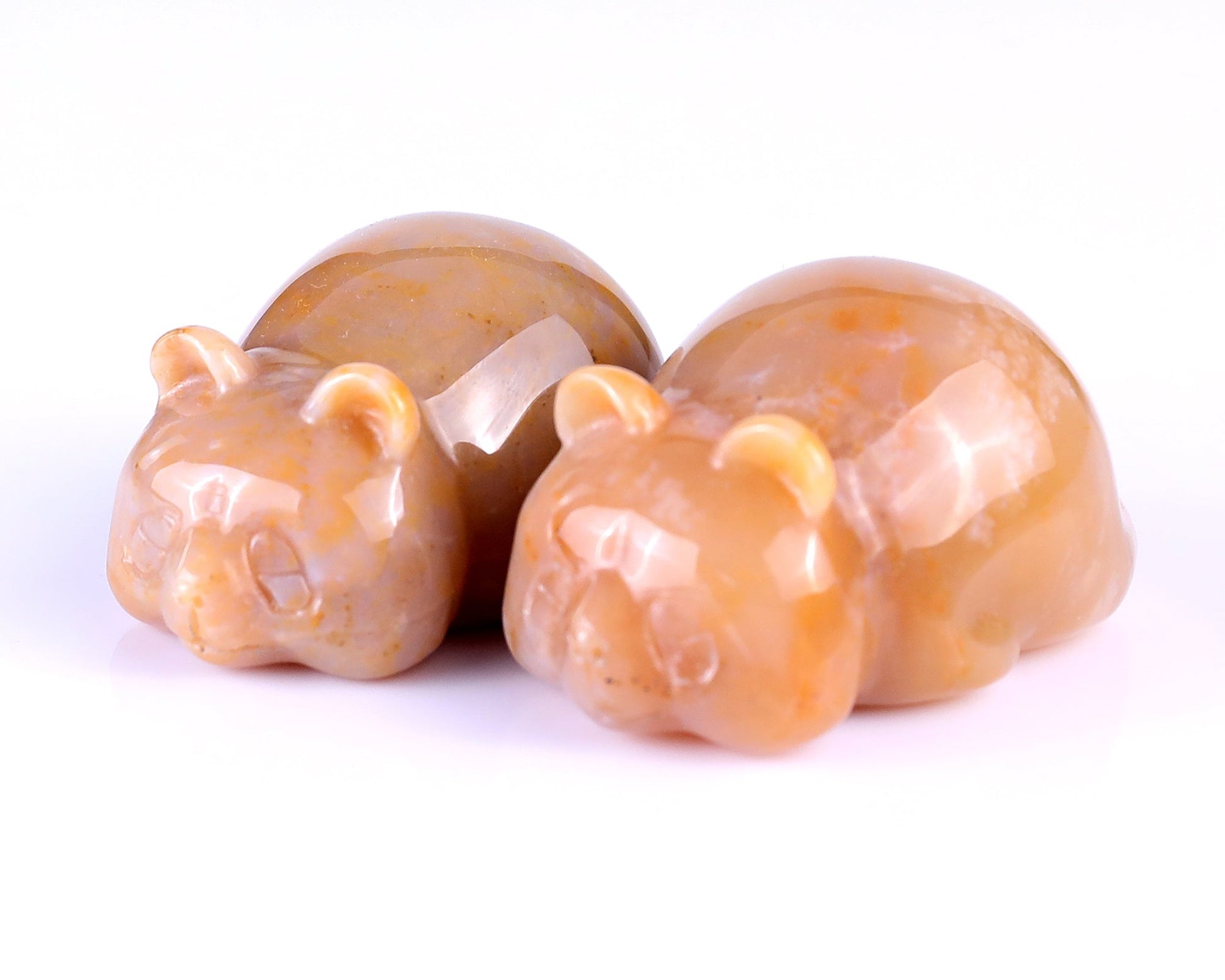 Nicedony Natural Chalcedony Hand Carved Crystal Panda Sculpture - 2.0"