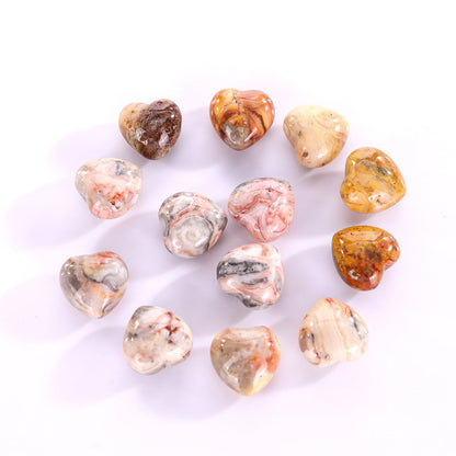 Nicedony Natural Crazy Agate Hand Carved Crystal Heart - 20mm(1kg)